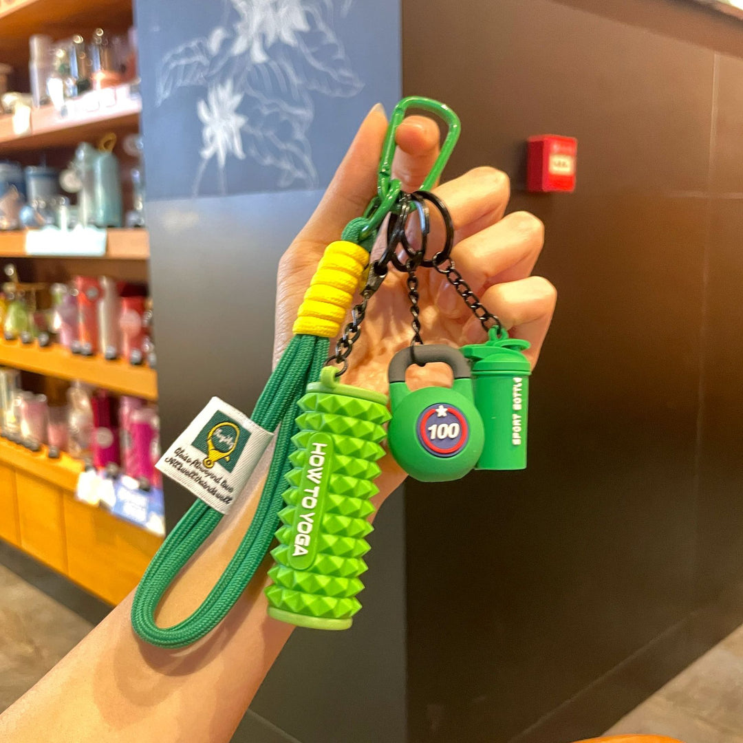 Fitness Series Silicone yoga foam roller Keychain Creative Gift