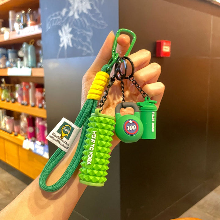 Fitness Series Silicone yoga foam roller Keychain Creative Gift