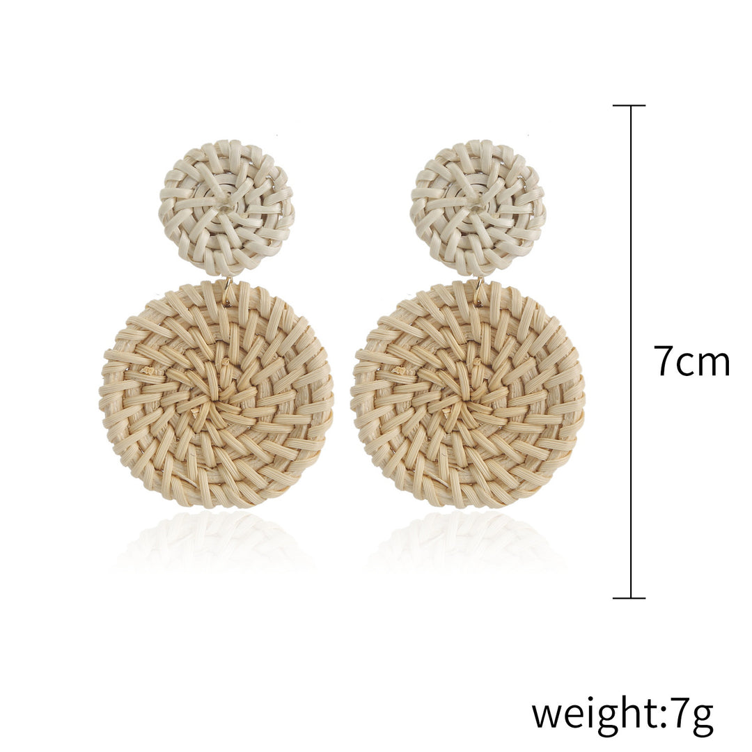 Boho straw earrings for women