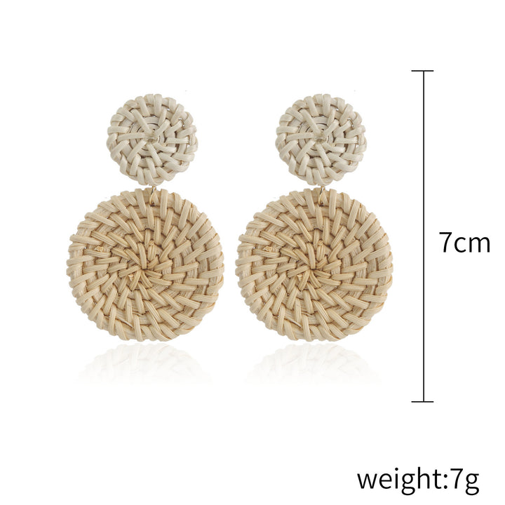 Boho straw earrings for women
