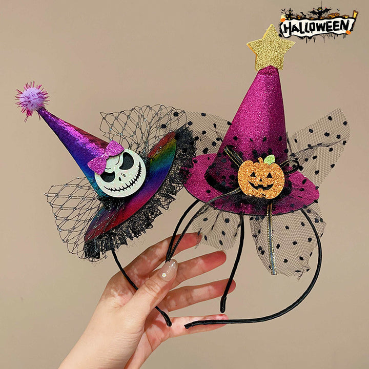 Halloween funny pumpkin witch hat headband for kids-2pcs set