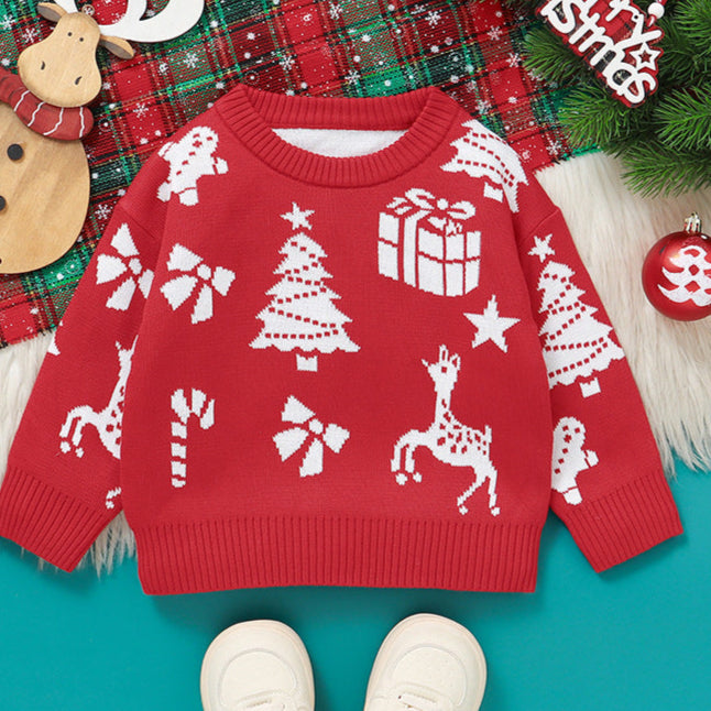Cute Christmas jacquard holiday sweaters for kids