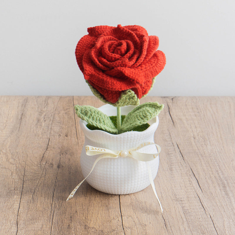 Handmade crochet rose flower ornaments-eternal love