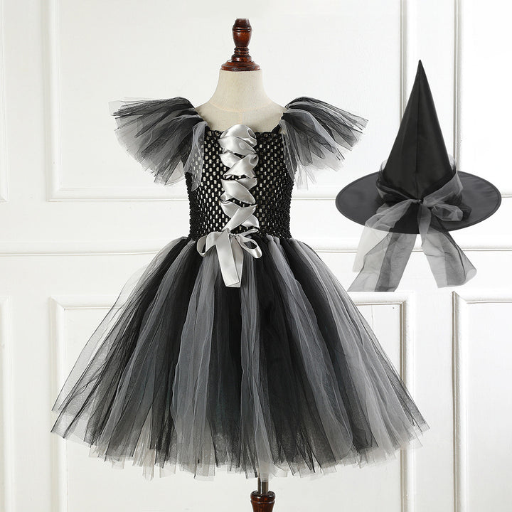 Halloween girls Witch Costume puff skirt&witch hat