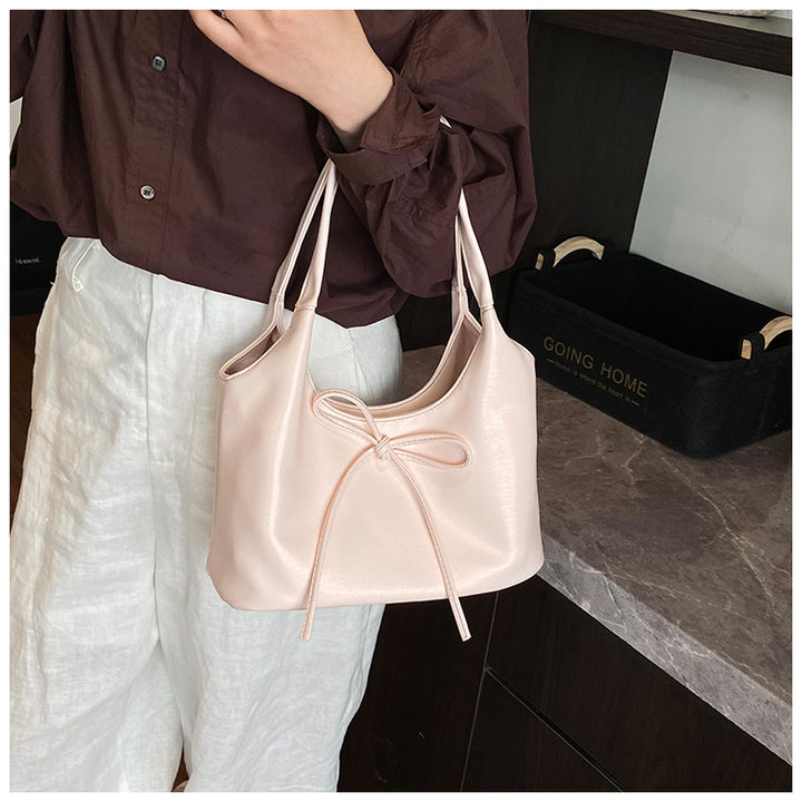 Bowknot PU leather large capacity shoulder bag