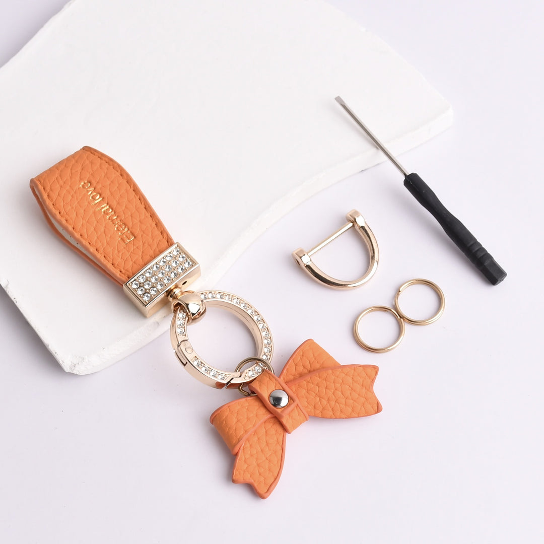 Bow diamond keychain ladies bag decorations pendant