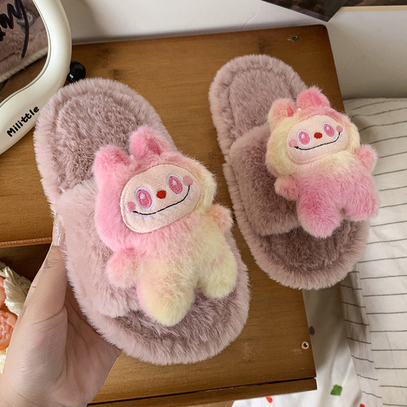 Labubu plush home slippers