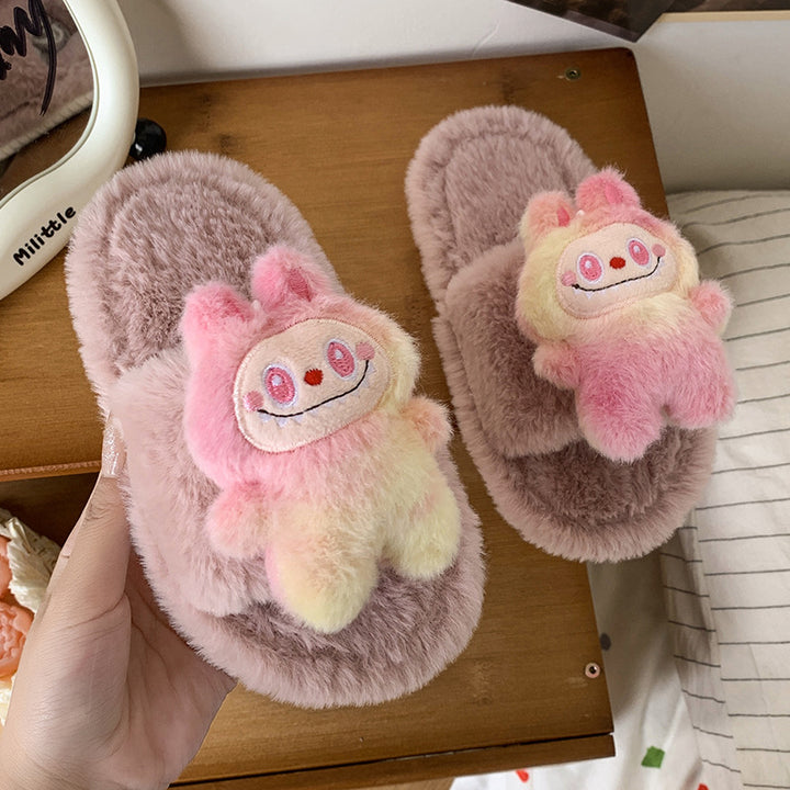 Labubu plush home slippers