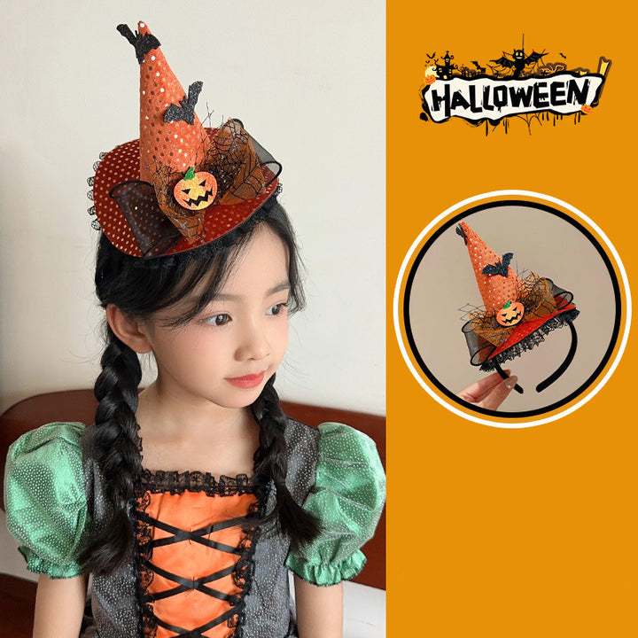 Halloween funny pumpkin witch hat headband for kids