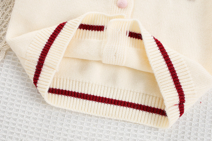 Girls Cute Puppy Sweater&Pleated Skirt 2pcs Set