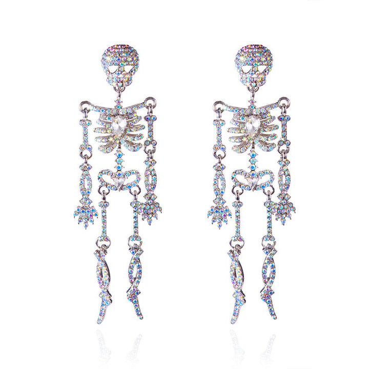Halloween diamond skull skeleton earrings