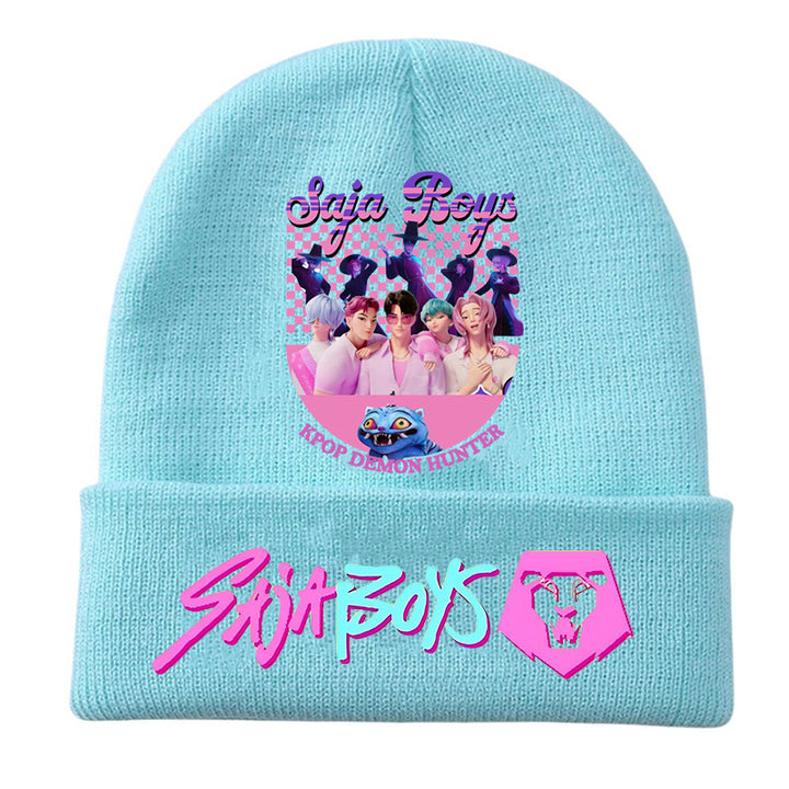 Kpop Demon Hunters knitted beanie hat-blue
