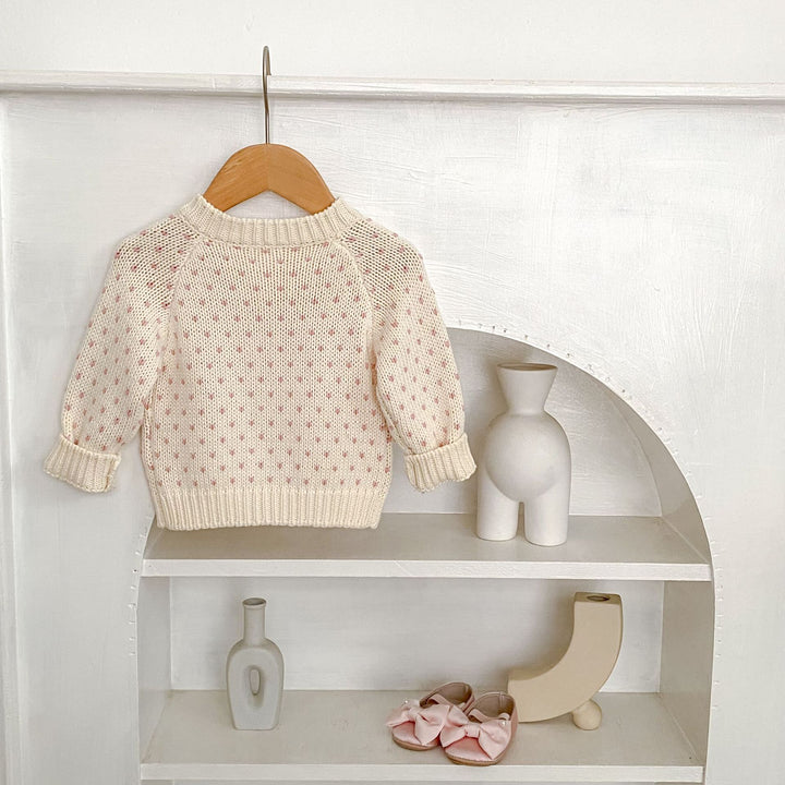 Baby Girl Sweet Love Jacquard Knitted Cardigan