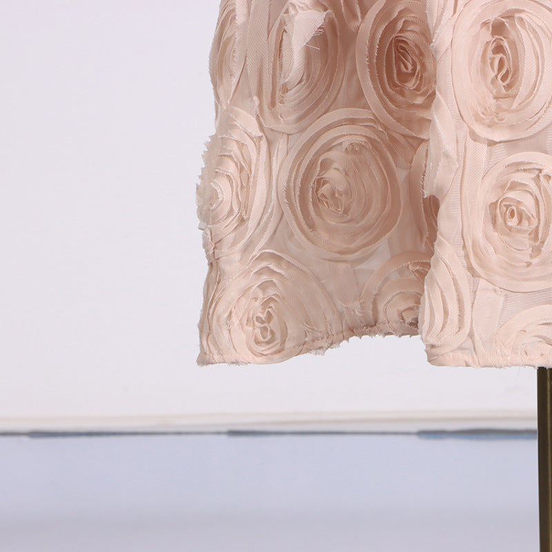 Retro round neck sleeveless 3D flower dress