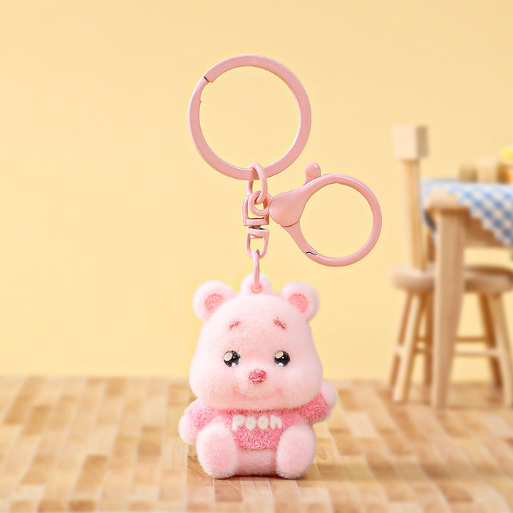 Labubu flocking keychain labubu pendant school gift