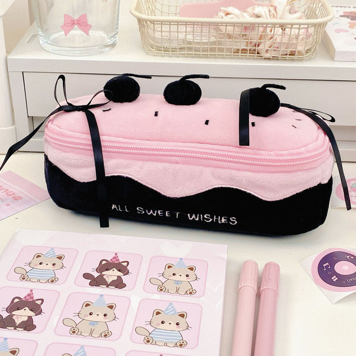 Cherry cake pencil case cute makeup bag