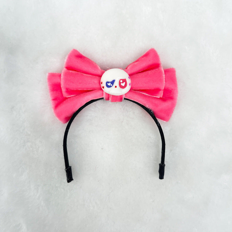 Handmade Velvet Bow Headband with tycoco head for labubu