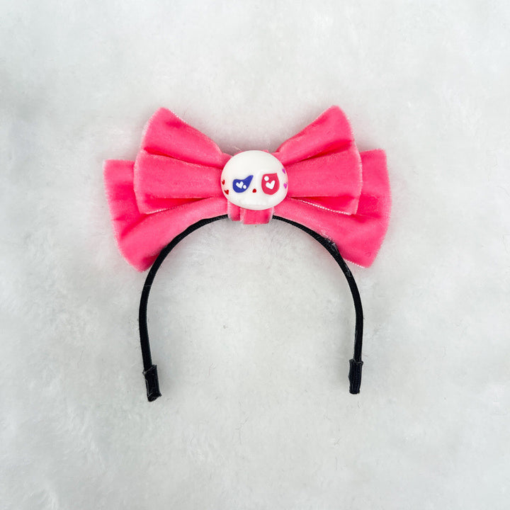 Handmade Velvet Bow Headband with tycoco head for labubu