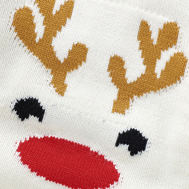 Cute Christmas Elk Jacquard Knitted Romper