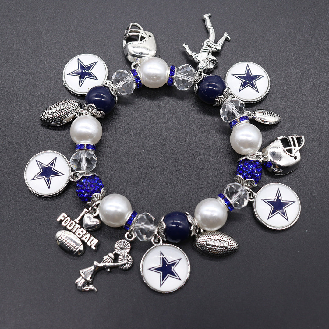 Football Game Day Alloy pendant beaded bracelets