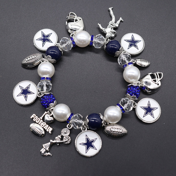 Football Game Day Alloy pendant beaded bracelets
