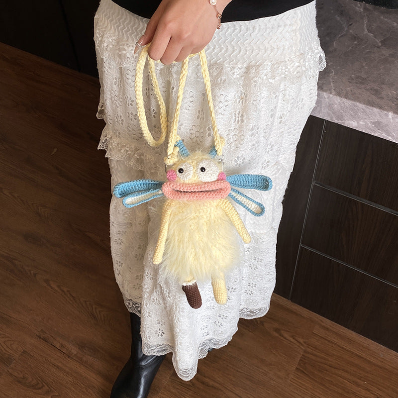 Crochet Big Mouth Elf crossbody Bag Handmade Mini Purse