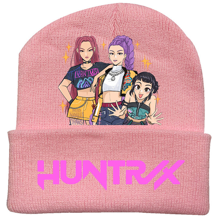Kpop Demon Hunters knitted beanie hat-pink
