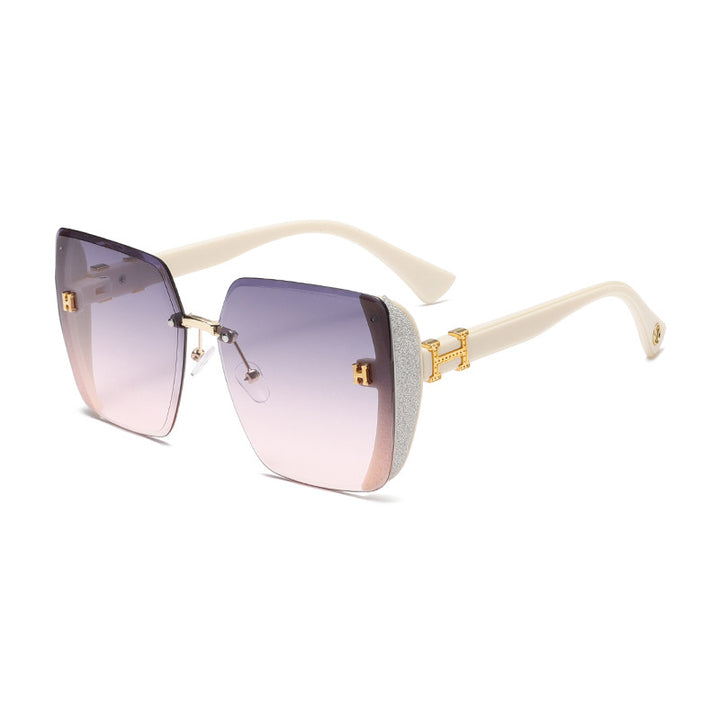 Glitter star frameless square sunglasses for women