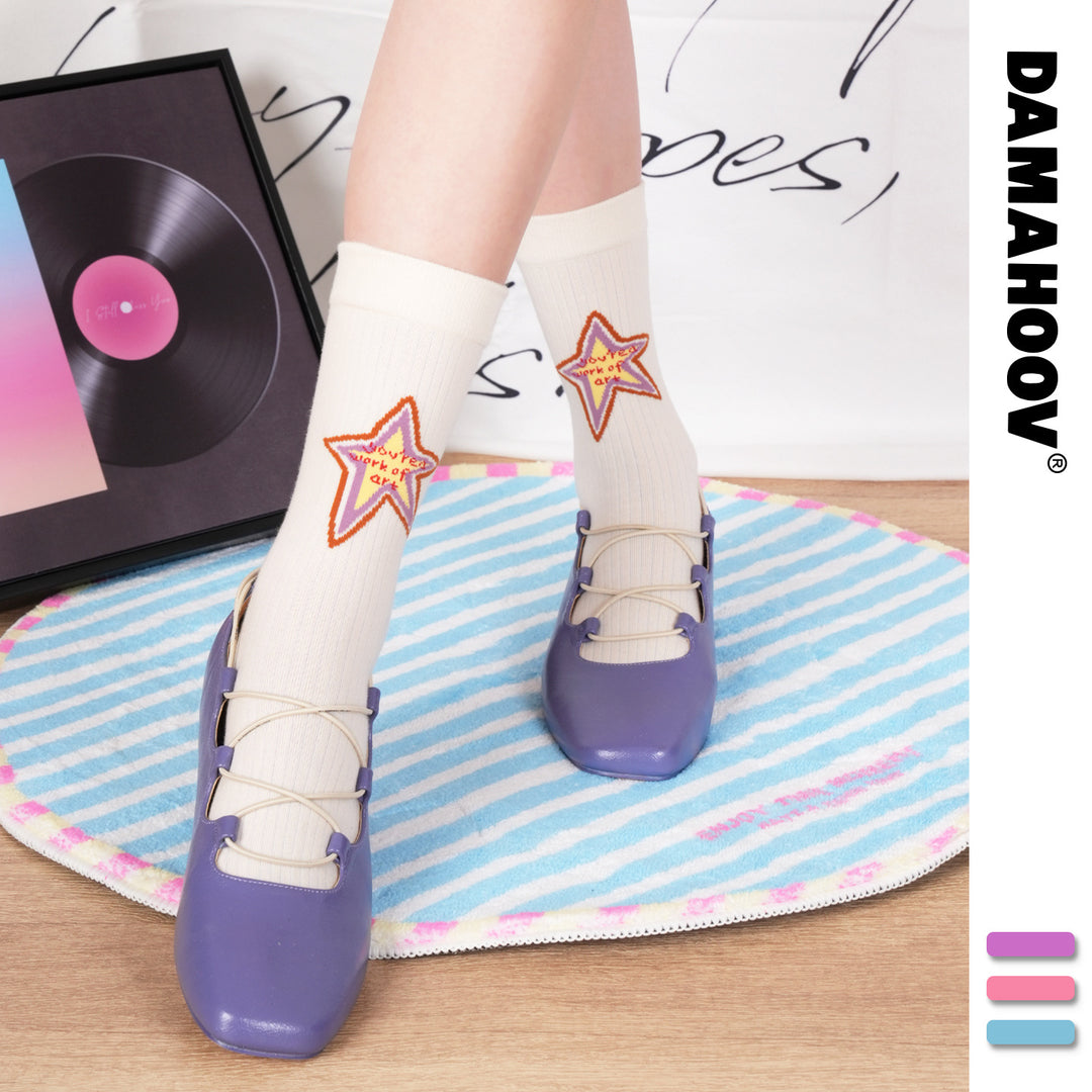 Sweet heart pattern mid-calf socks Valentine's socks