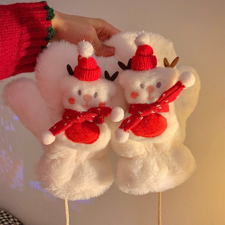 Christmas snowman plush thickened gloves Winter gloves
