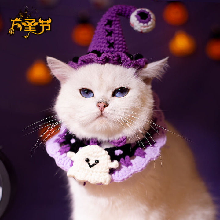 Halloween pet handmade crochet hat bib funny costume