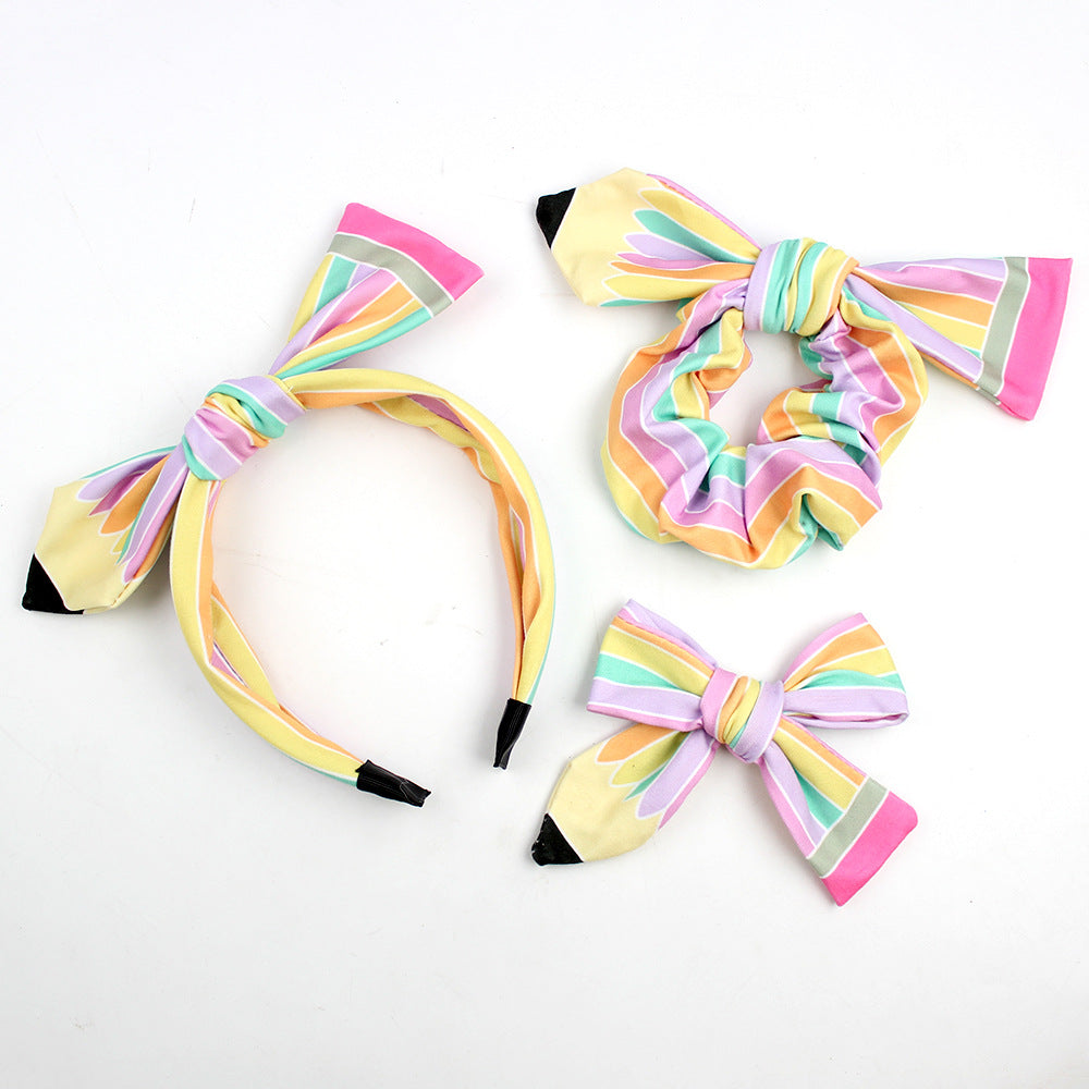 Back to school pencil bow hair accessories 3pcs set