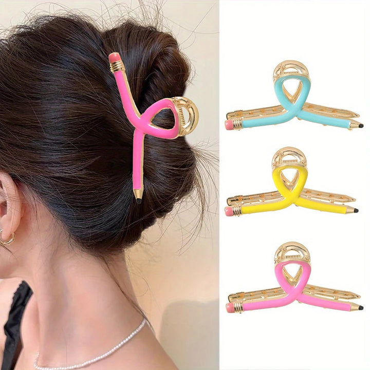 "Metal Pencil hair Clip Back To School gift Teacher's Day Gift  "