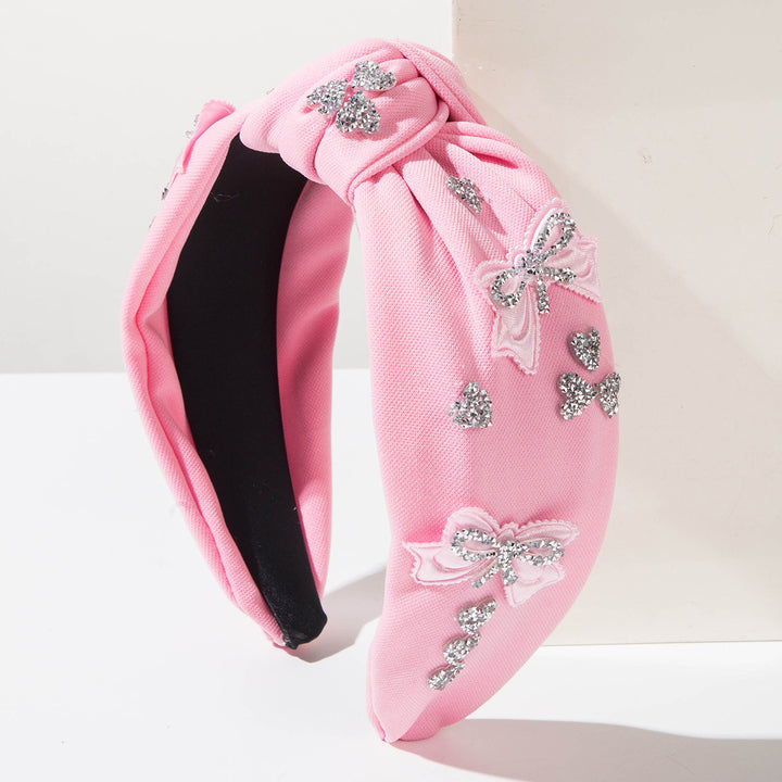 Valentine's day diamond bowknot sweet pink knotted Headband