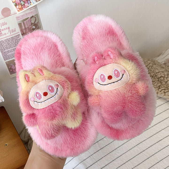 Cute monster plush home slippers furry slippers