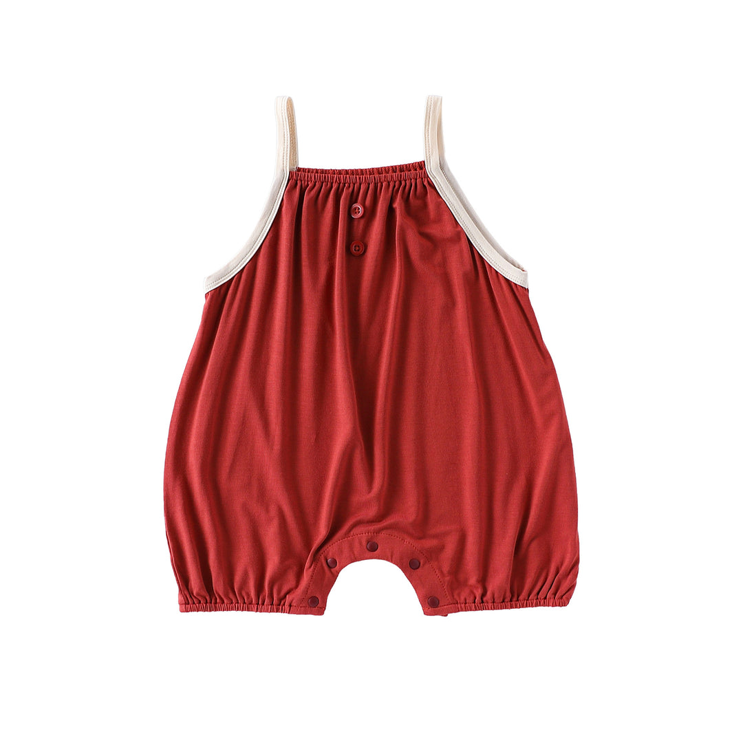 Summer baby solid color sling romper newborn clothes
