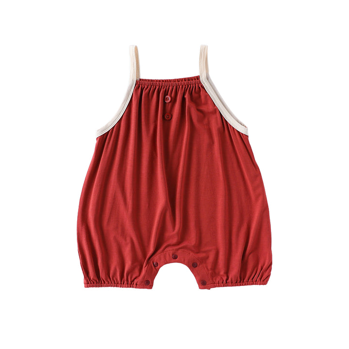 Summer baby solid color sling romper newborn clothes