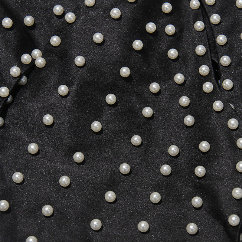 Halter Neck 3D Flower Beaded Pearl Bandeau Top