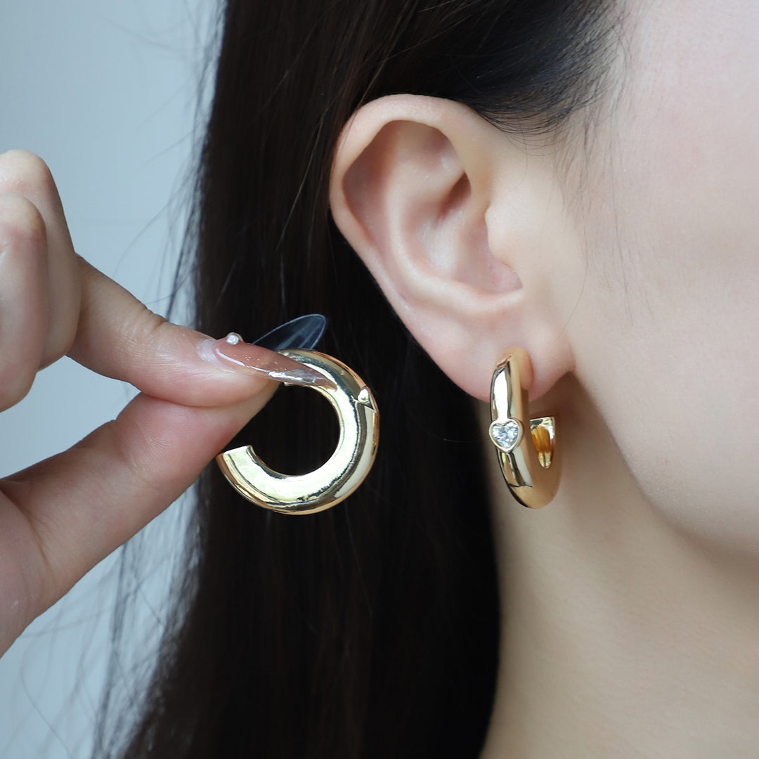 French retro style gold geometric earrings versatile earrings