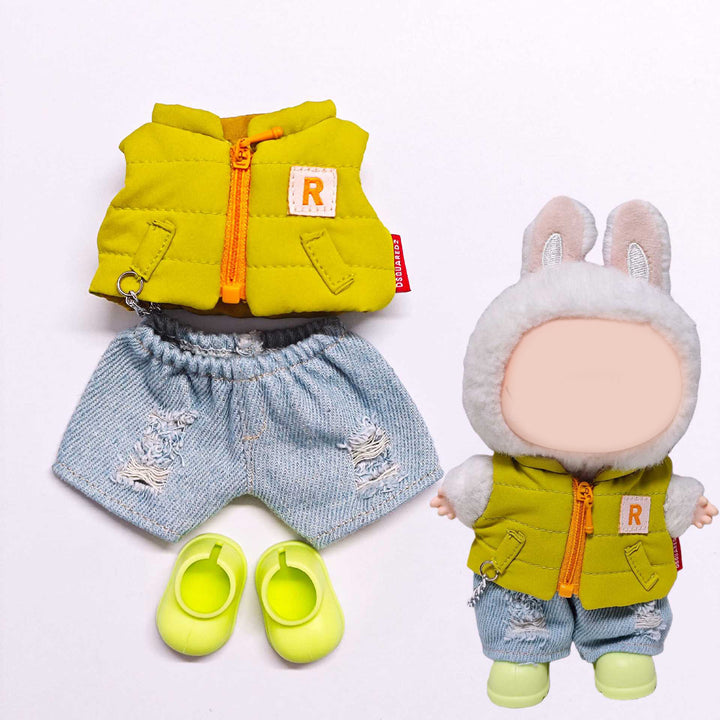 17cm dolls Down vest&jeans set doll clothes