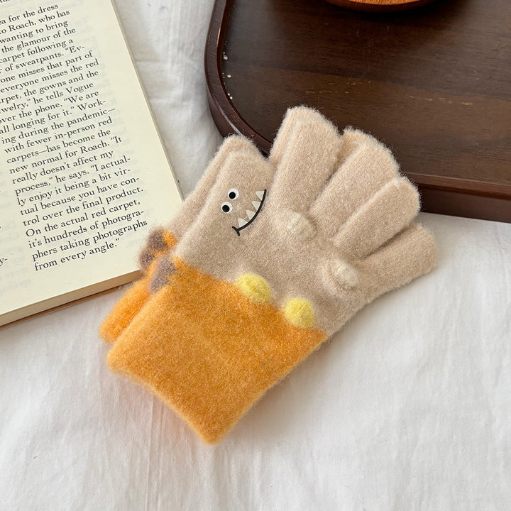 Cute Crocodile Print Children's Gloves for Winter
