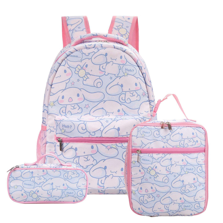 Stitch printed school backpack with lunch bag pencil bag