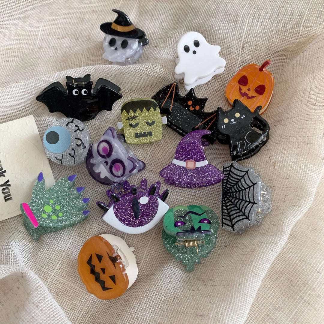 Halloween mini ghost pumpkin hair clip-15pcs set