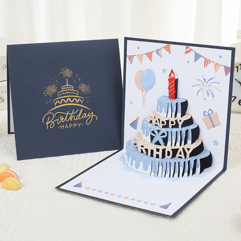 3D colorful birthday cake birthday card