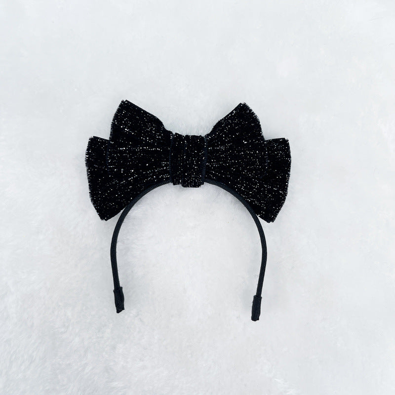 Mini Velvet glitter bow headband for labubu dolls