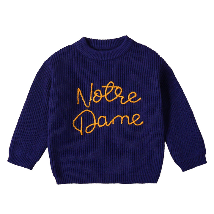 Notre Dame Embroidered Long-Sleeved Sweater for baby