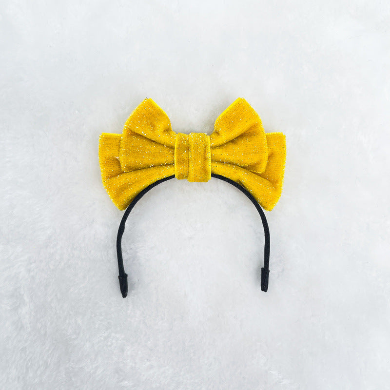 Mini Velvet glitter bow headband for labubu dolls