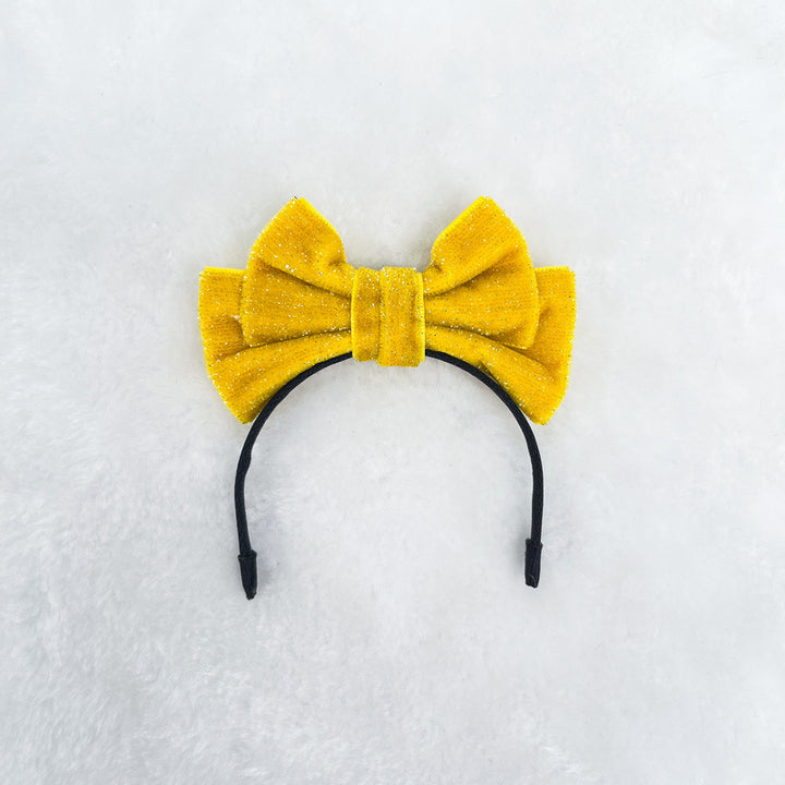Mini Velvet glitter bow headband for labubu dolls