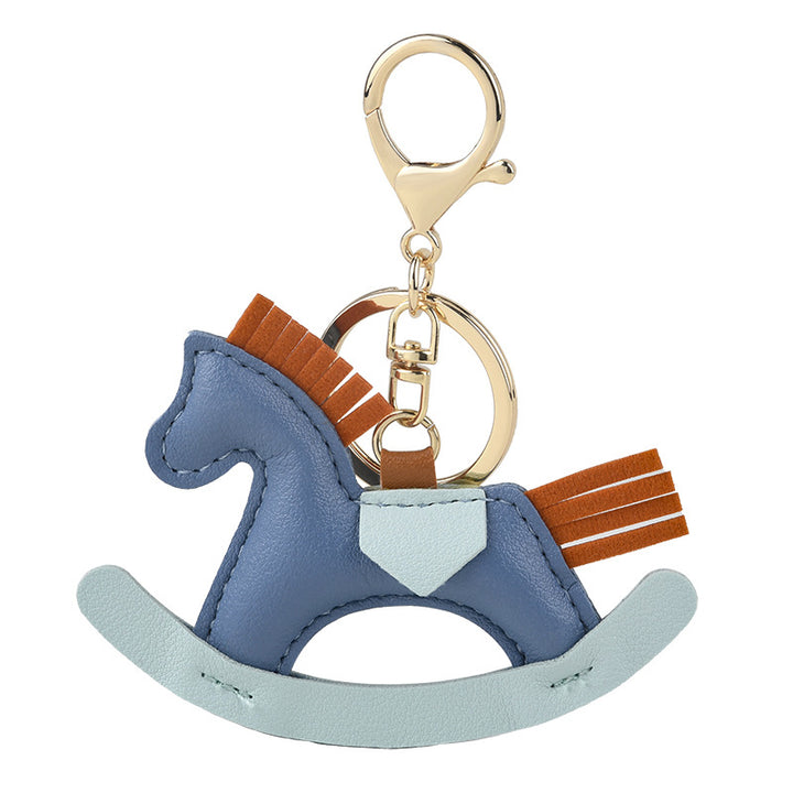 Childhood wooden horse keychain Rocking Horse pendant