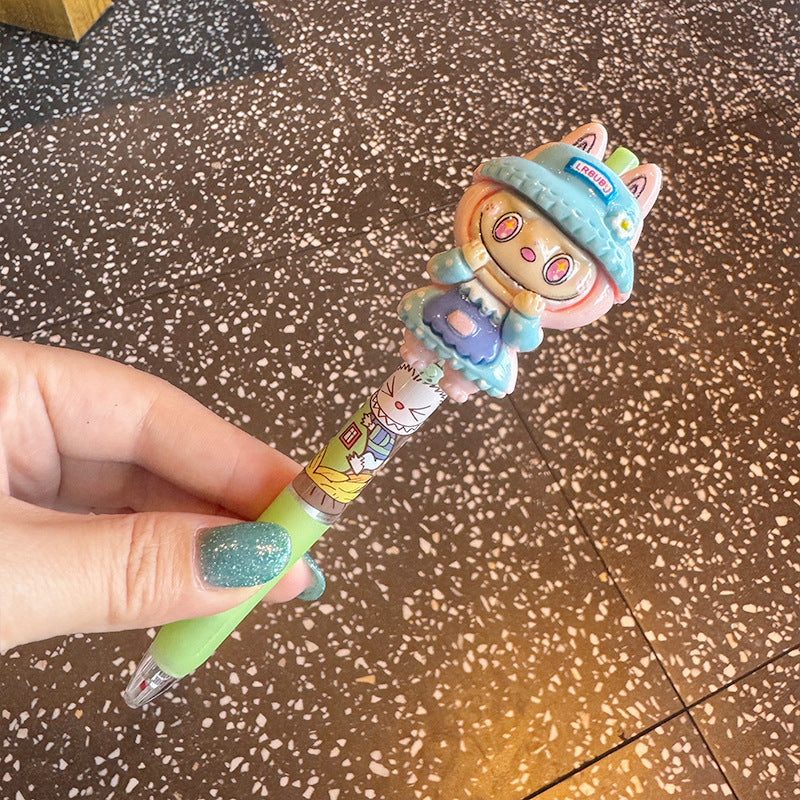 Cartoon dress-up labubu ballpoint pen -black ink